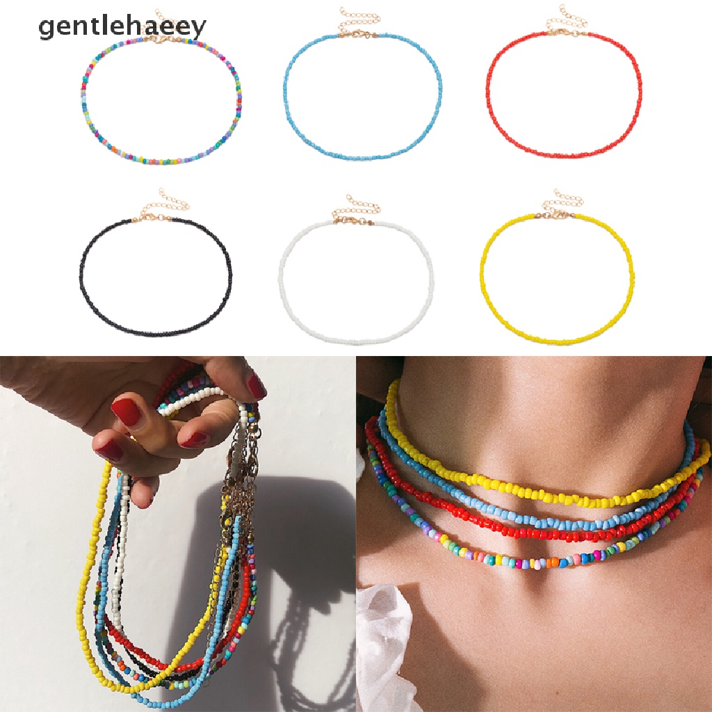 Vòng Cổ Choker Gắn Hạt Nhiều Màu Thời Trang Cho Nữ