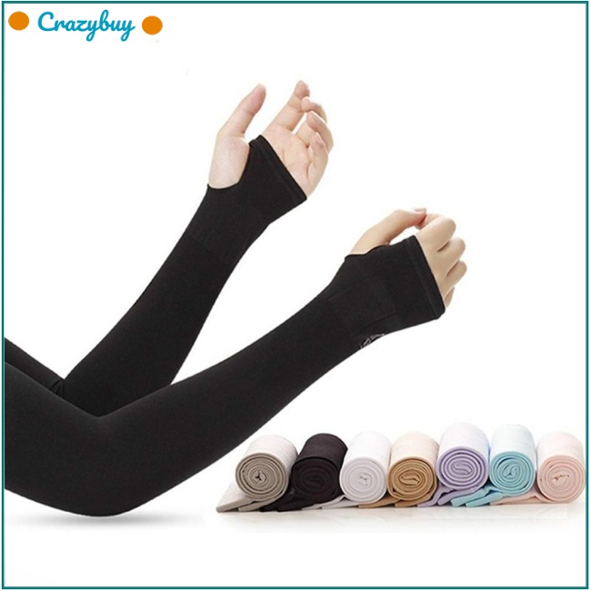 Cr 1 Cặp Găng Tay Chống Nắng Bằng Lụa Lạnh Bảo Vệ Cánh Tay Khi Lái Xe /