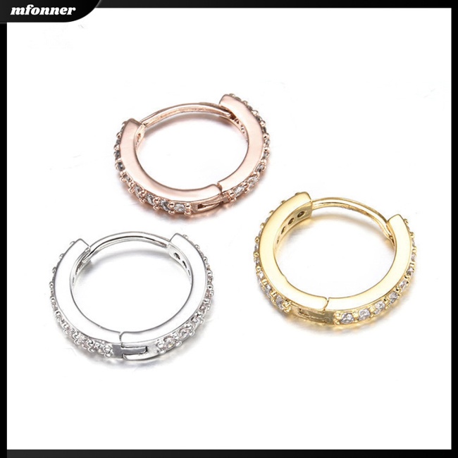 Bông Tai Hình Tròn Nhỏ Đính Đá Zircon Thời Trang Cho Nữ