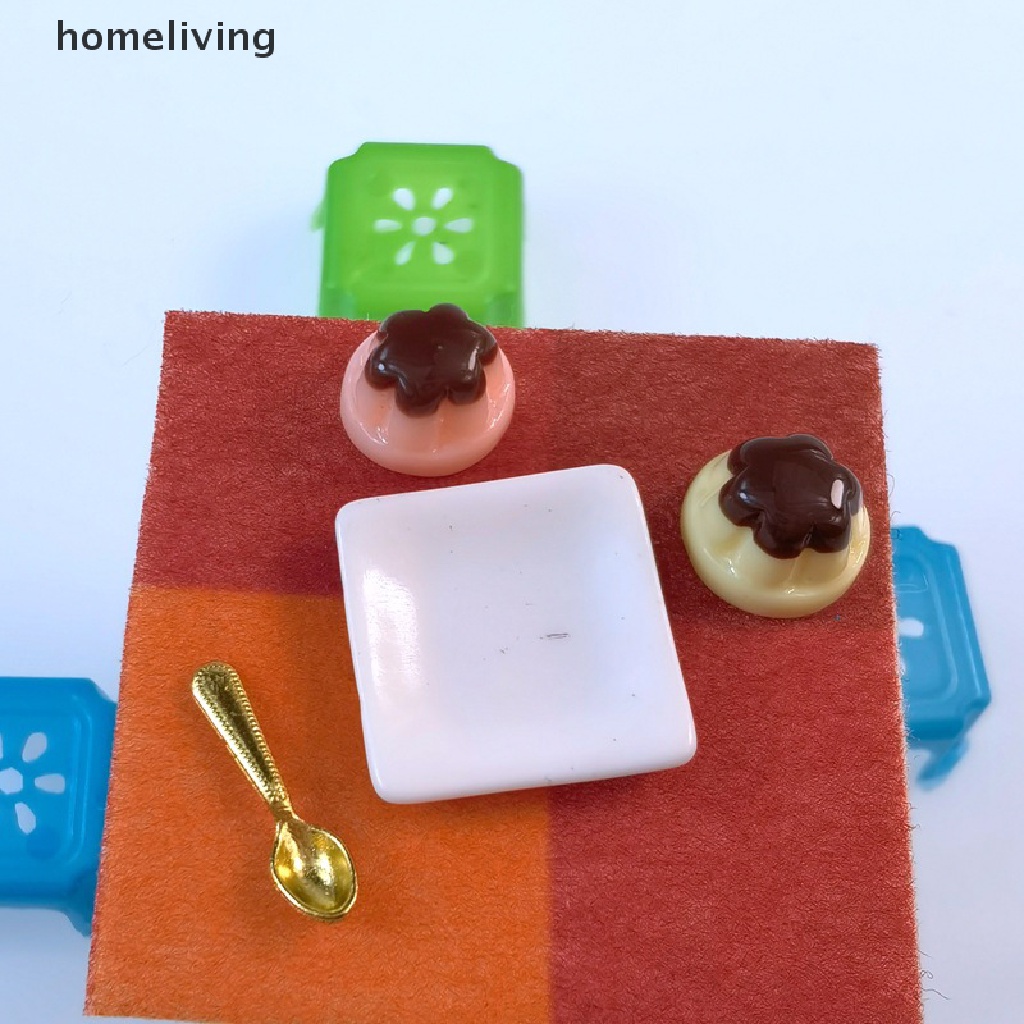 1 Bộ Mô Hình Bánh Pudding Trái Cây Tỉ Lệ 1: 12 Kèm Muỗng Trang Trí Nhà Búp Bê