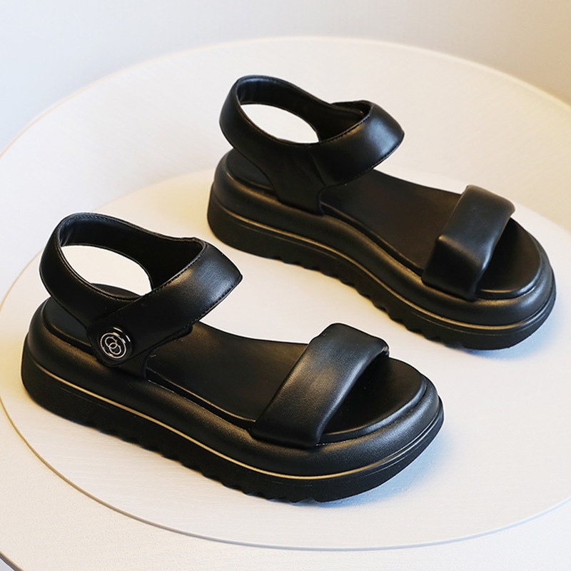 𝐂𝐚𝐦 𝐒𝐡𝐨𝐩-sandal 2 quai ngang dép xăng đan nữ OO đế cao da mềm