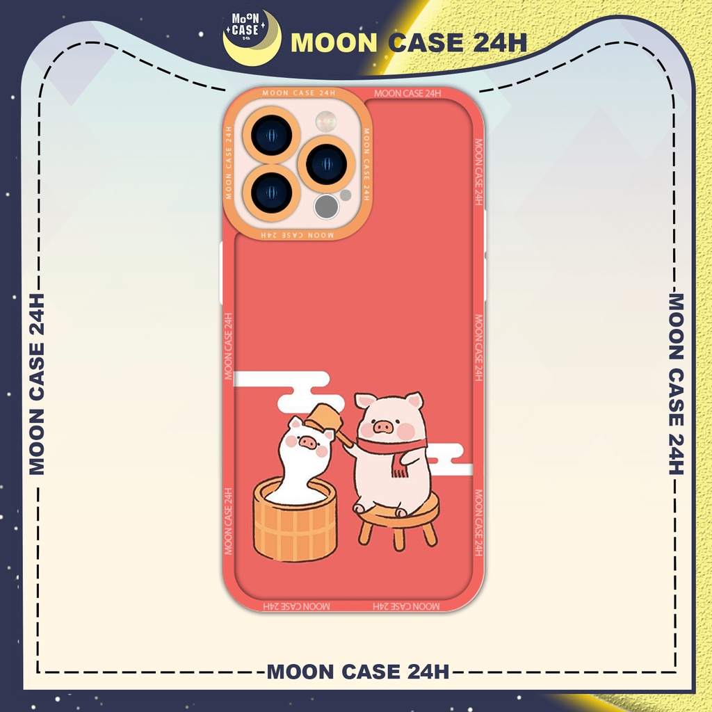 Ốp lưng iphone MOON CASE 24H Họa Tiết Heo Làm Mochi ip 8/x/xs/xsmax/11/12/13/14pro/plus/promax