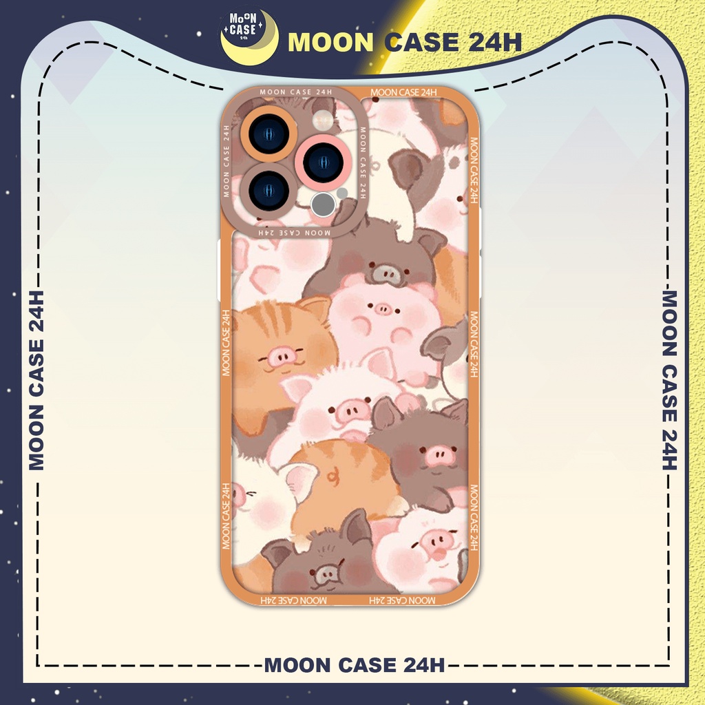 Ốp lưng iphone MOON CASE 24H Họa Tiết Đàn Heo Con ip 8/x/xs/xsmax/11/12/13/14pro/plus/promax