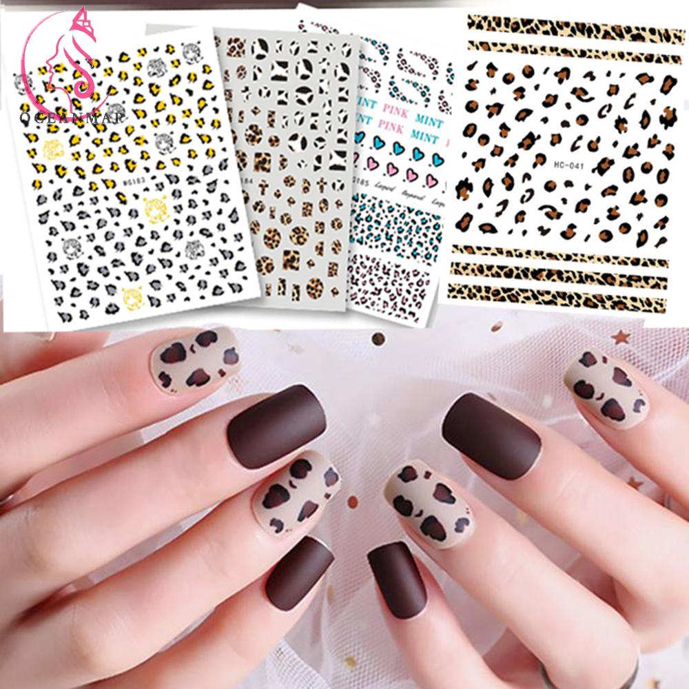Hình dán trang trí móng tay họa tiết da báo 3D