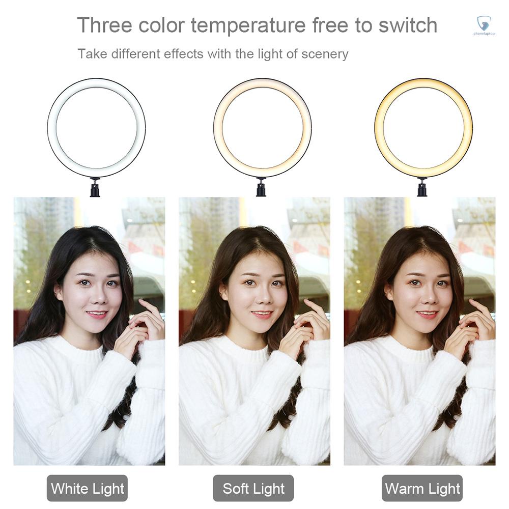 Đèn LED Tròn 10 "Có Thể Điều Chỉnh Độ Sáng Kèm Giá Đỡ Điện Thoại Di Động Hỗ Trợ Quay Video / Phát Trực Tiếp