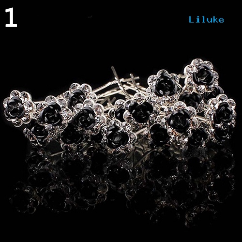 Bộ 5 Kẹp Tóc Hợp Kim Trang Trí Hoa Hồng Đính Đá Thời Trang Cho Nữ