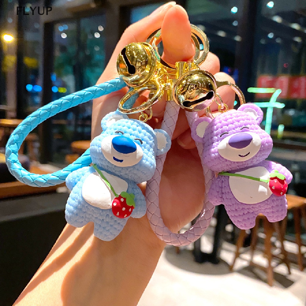 Móc Khóa Resin Hình Gấu Dâu Tây Dễ Thương Sáng Tạo Dành Cho Cặp Đôi