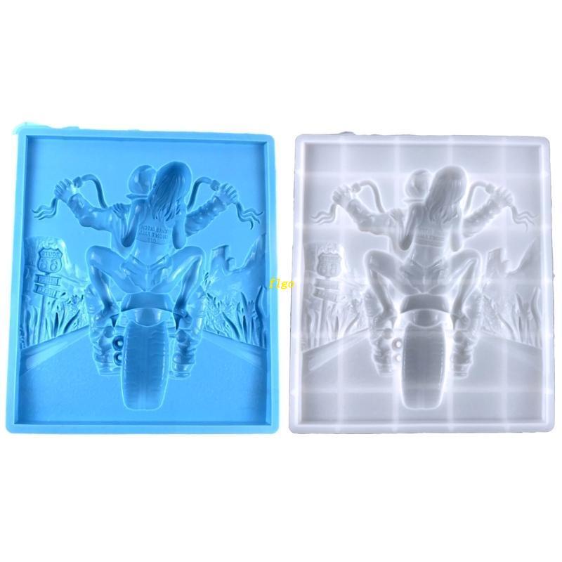 Khuôn Silicone Làm Nhựa Resin Treo Tường DIY Hình Cô Gái Lái Xe Mô Tô Trang Trí Nhà Cửa