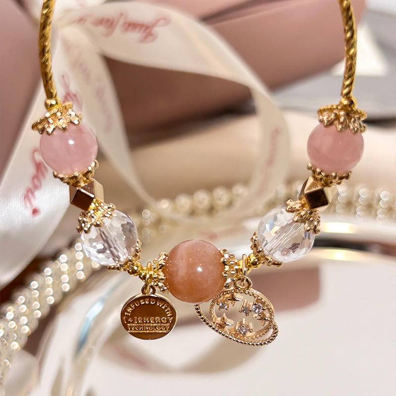 Vòng Đeo Tay Đá Pha Lê Hồng Hoa Đào Thịnh Vượng Dành Cho Bạn Gái