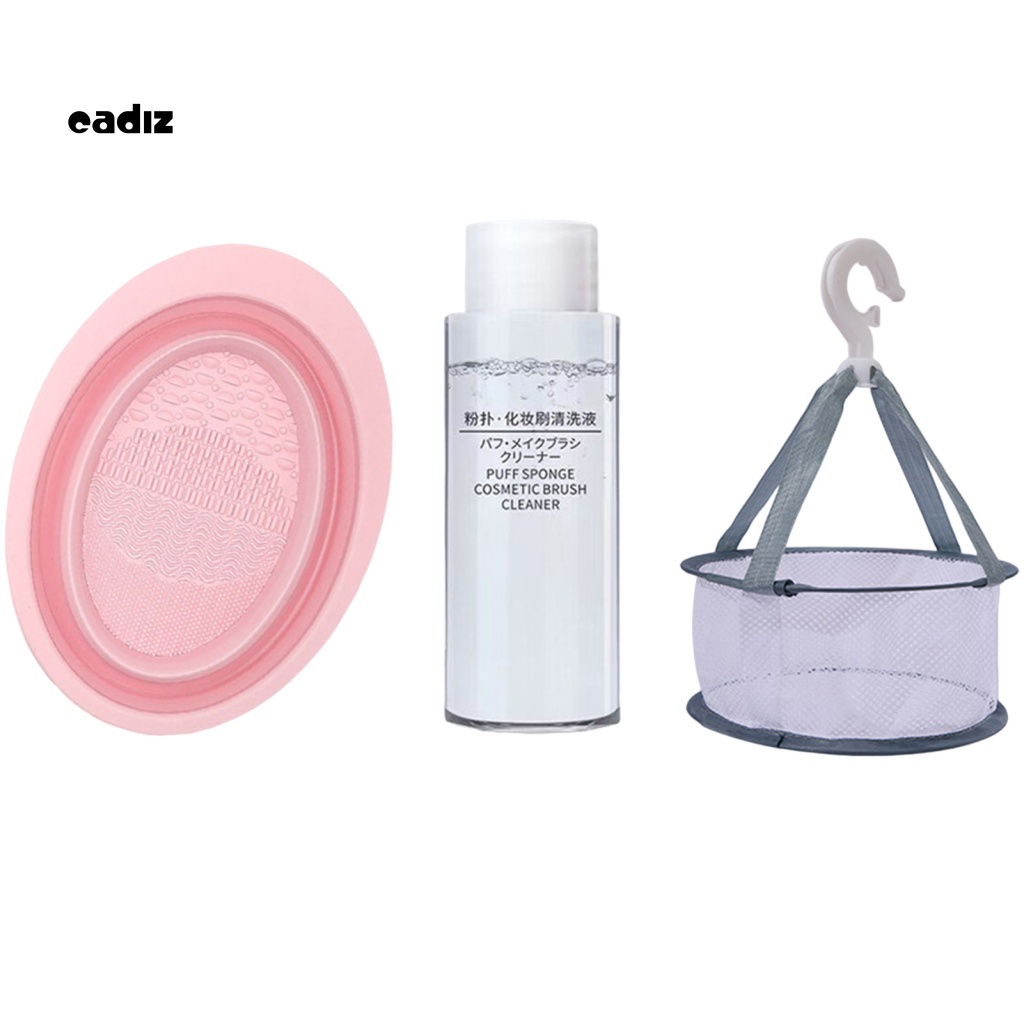 Bộ 3 Dụng Cụ Vệ Sinh Cọ Trang Điểm Bằng Silicon Mềm Độ Co Giãn Cao