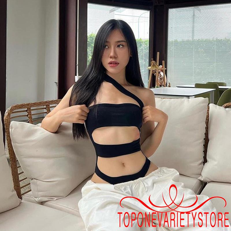 Áo Liền Quần Trễ Vai Màu Trơn Gợi Cảm Cho Nữ