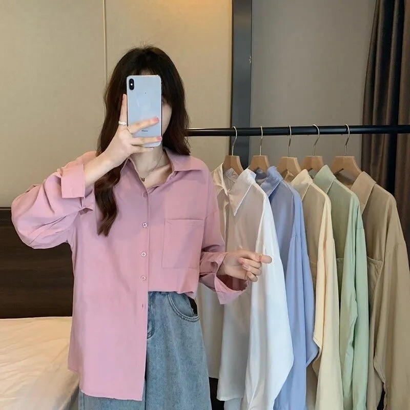 IELGY   Áo Sơ Mi chiffon Nhiều Lớp Màu Trơn Phong Cách Pháp Chất Lượng Cao Cho Nữ