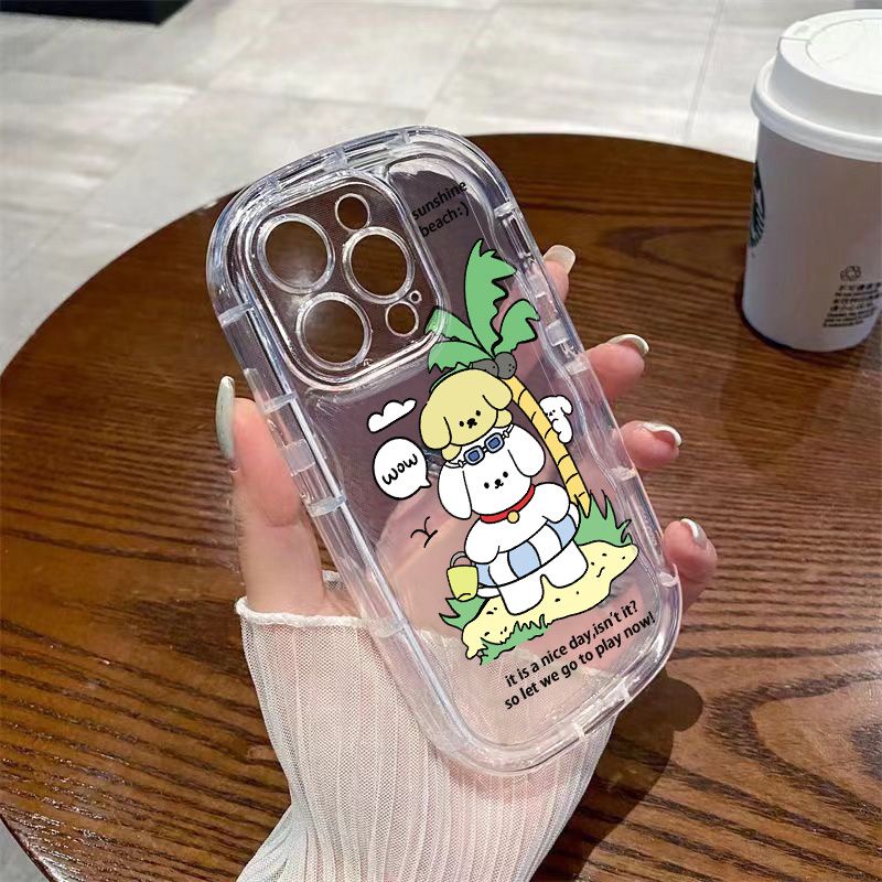 ✅Ốp Điện Thoại Mềm Trong Suốt Chống Sốc Họa Tiết Cây Dừa Cho Iphone Xs 11 7 / 13 Promax Xr 14 8p / 12 4MMS