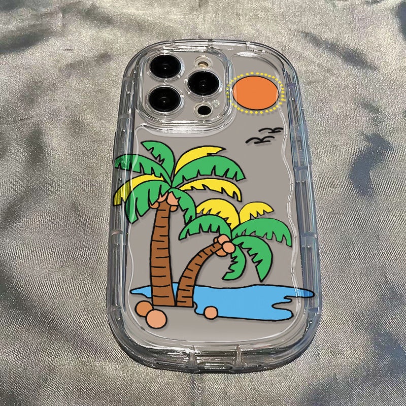 ✅Ốp Điện Thoại Mềm Trong Suốt Chống Sốc In Họa Tiết Cây Dừa Cho Iphone 12 / Promax Xr 14 / 11 / 8p 13xs 7
