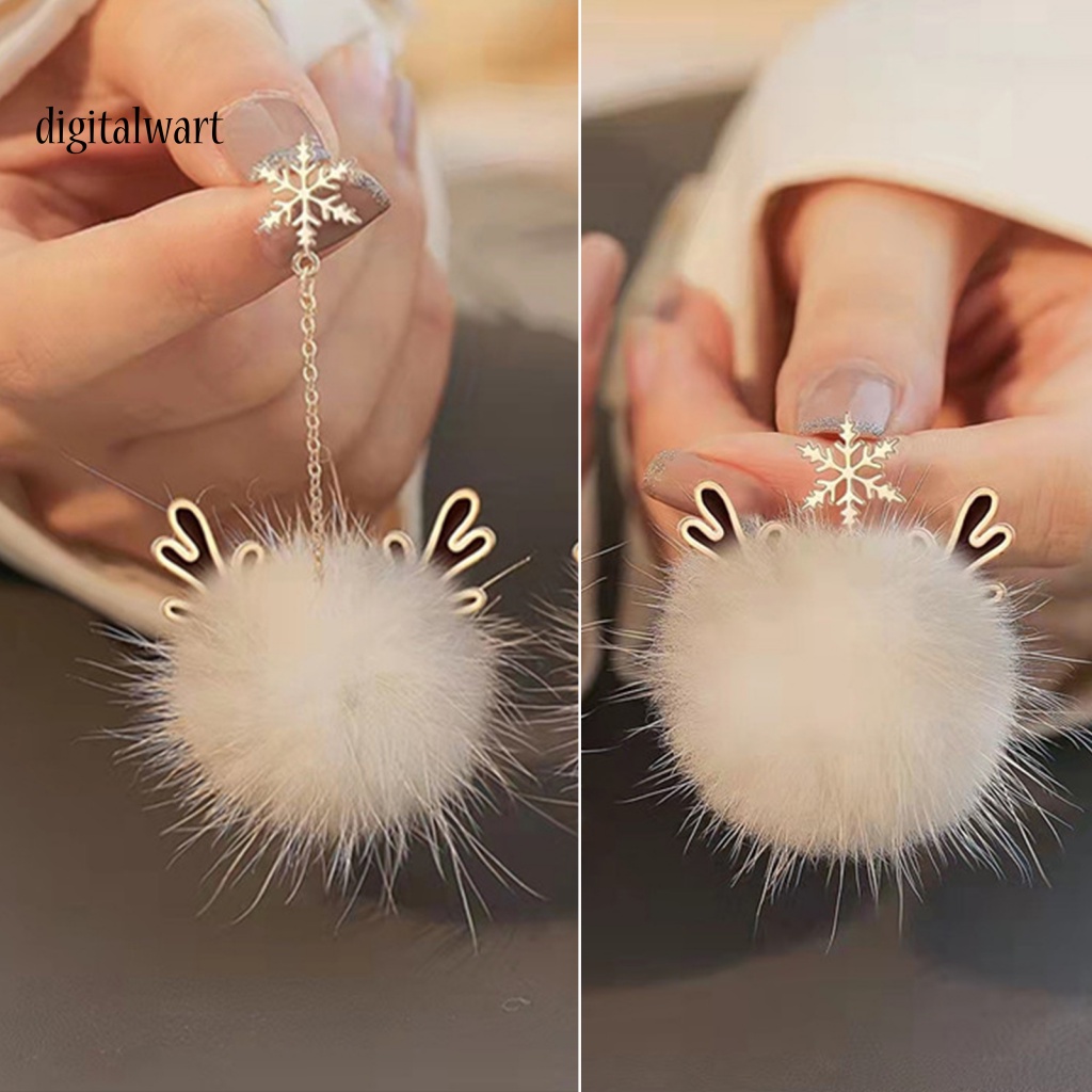 Kỹ Thuật Số| 1 Đôi Bông Tai Tua Rua Thiết Kế Hình Học Bằng Lông Chồn Cho Nữ