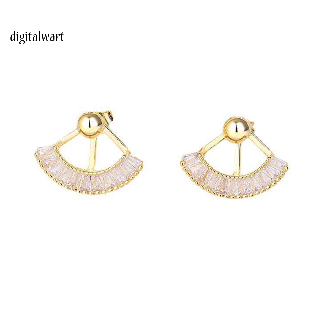 Kỹ Thuật Số| 1 Cặp Bông Tai Hình Quạt Tròn Đính Đá Thời Trang Dành Cho Nữ