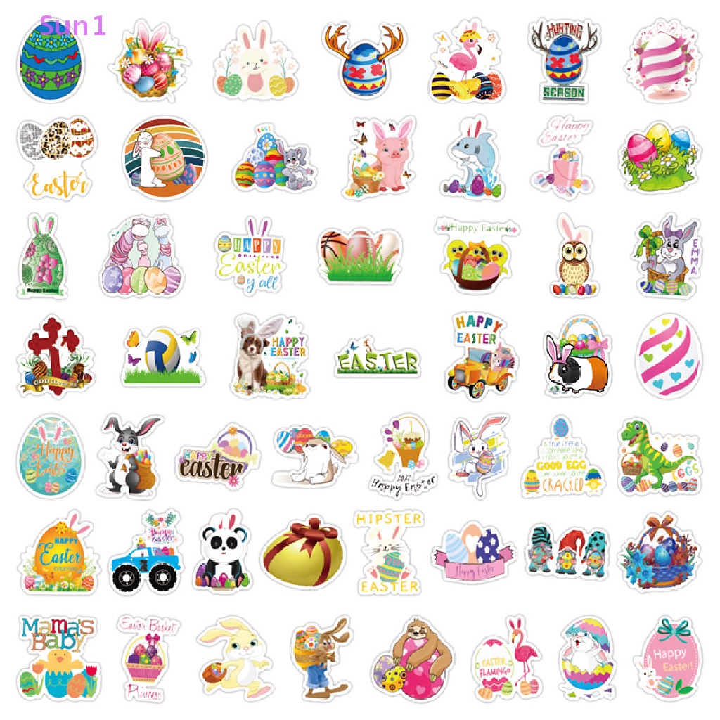 Set 50 Sticker Dán Trang Trí Hình Thỏ Phục Sinh Dễ Thương 1 &gt;