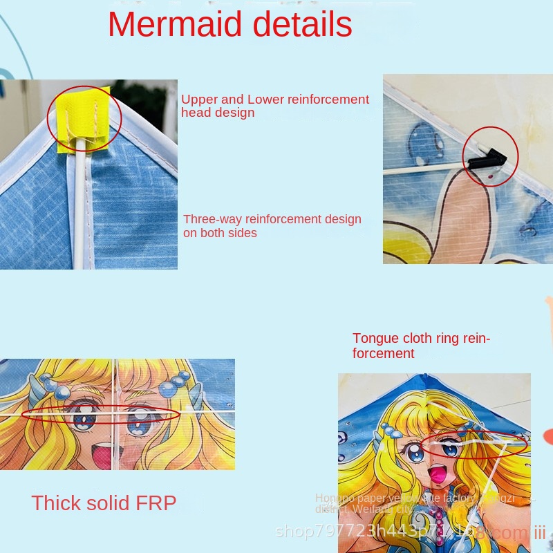 Diều Tam Giác Bằng Giấy Họa Tiết Nàng Tiên Cá Hoạt Hình Vui Nhộn Dễ Thương