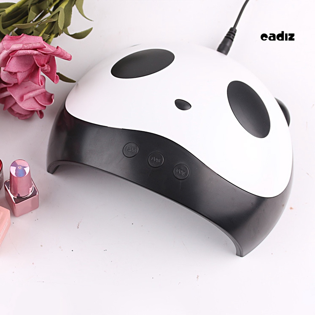 1 Bộ Máy Sấy Móng Tay 3 Bánh Răng 36W 12 Bóng Đèn Mini Hình Gấu Trúc Màu Đen Dành Cho Nữ