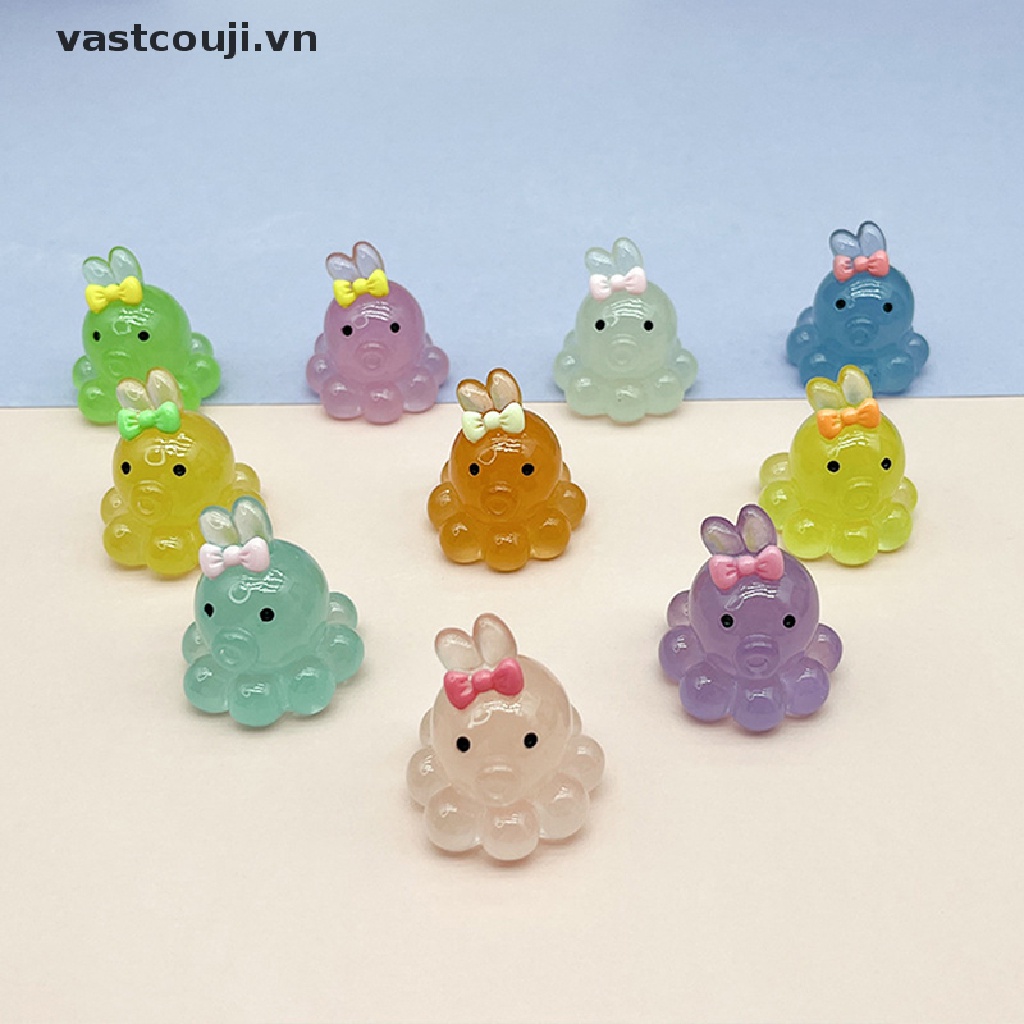 Bộ 2 Tượng Bạch Tuộc Mini Bằng Nhựa Resin Phát Quang Trang Trí Bảng Điều Khiển Xe Hơi DIY