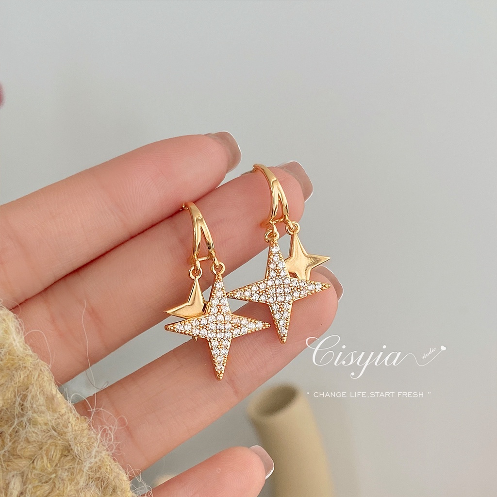 Bông Tai Mạ Bạc Hình Ngôi Sao Cá Tính Cho Nữ