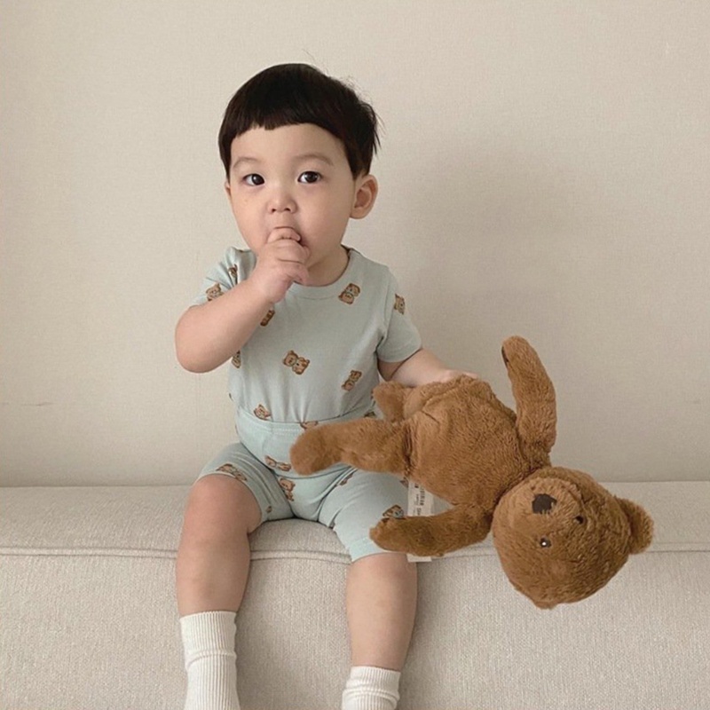 Bộ Đồ Ngủ Áo Thun Tay Lỡ Phối Quần Short Thời Trang Mùa Hè Xinh Xắn Cho Bé Sơ Sinh