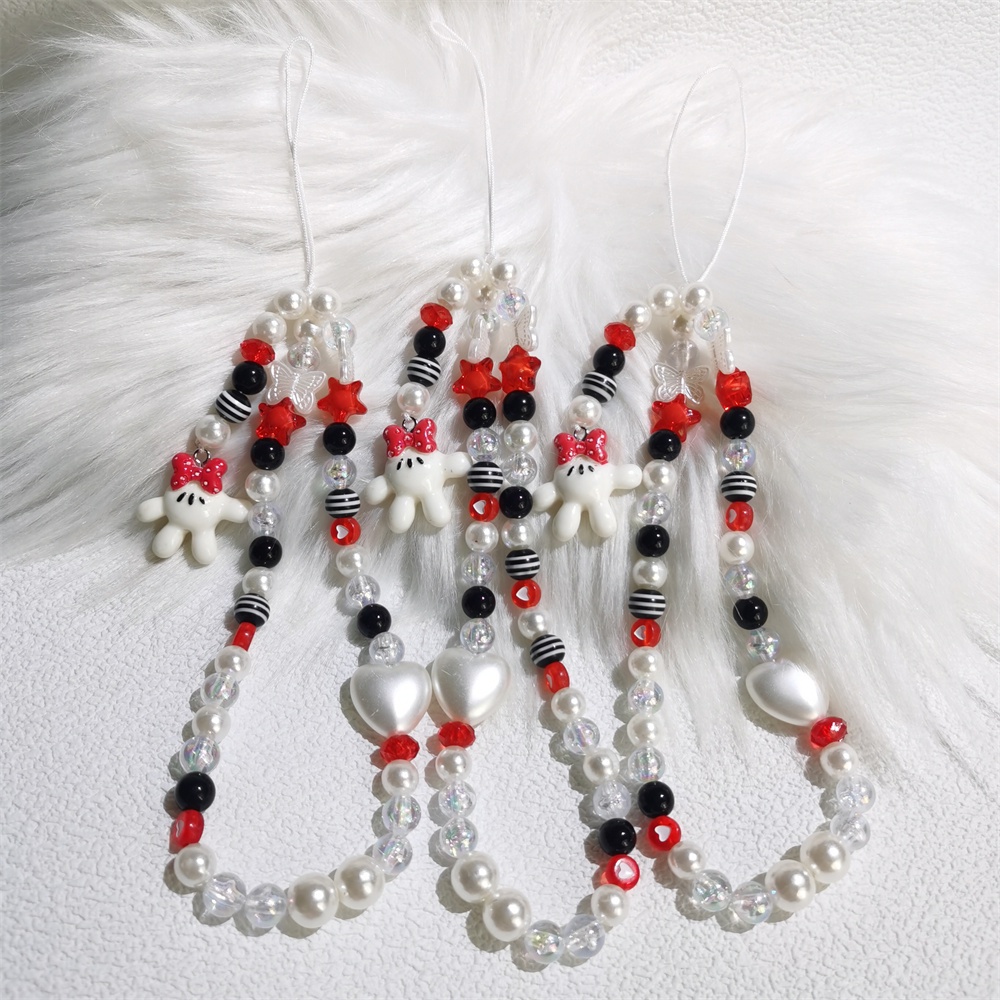 Dây Treo Điện Thoại Di Động Dạng Chuỗi Hạt Acrylic Nhiều Màu Chống Thất Lạc Hình Minnie Dễ Thương