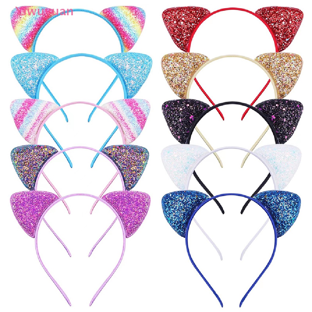 < Yiwuyuan > Băng Đô Tai Mèo Hoạt Hình Đính Sequin Tùy Chỉnh Ngọt Ngào Cho Trẻ Em