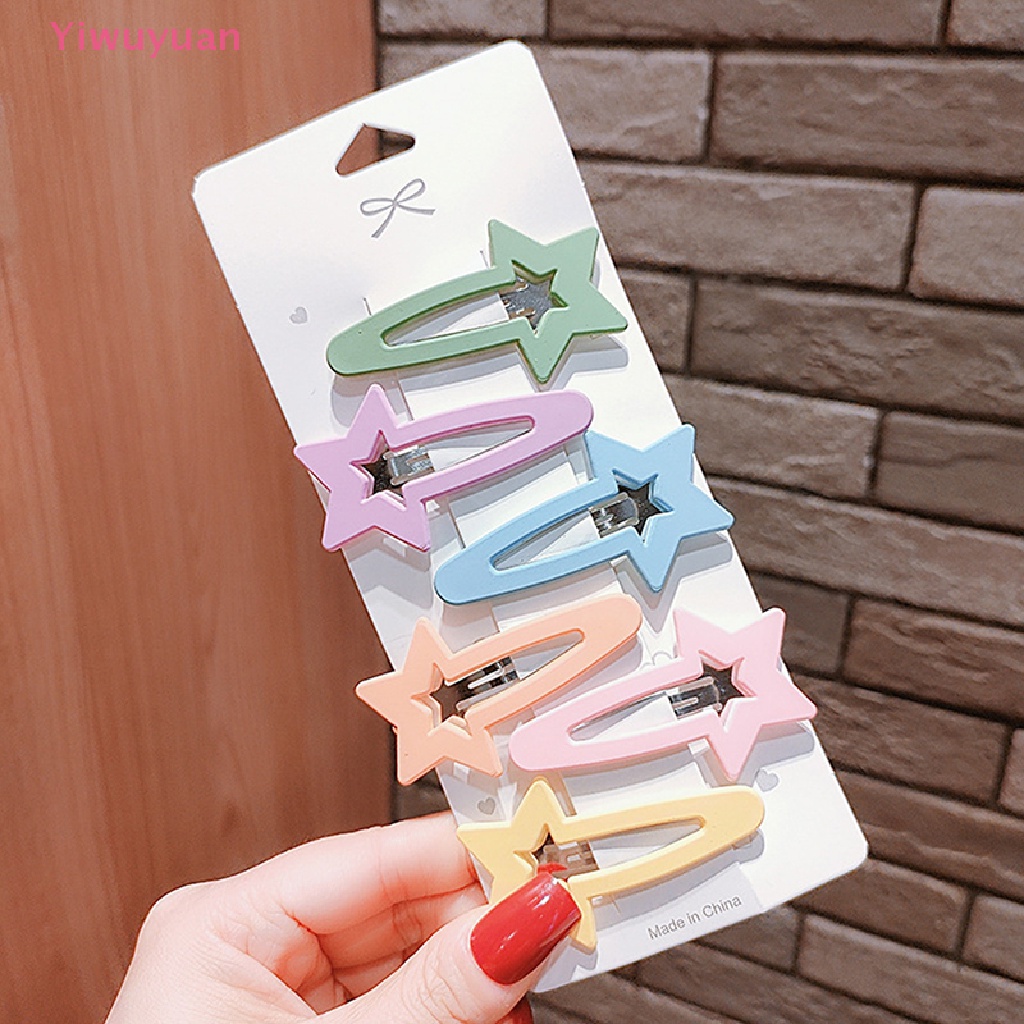 Bộ 6 Kẹp Tóc Màu Trơn Họa Tiết Hình Học Cho Nữ