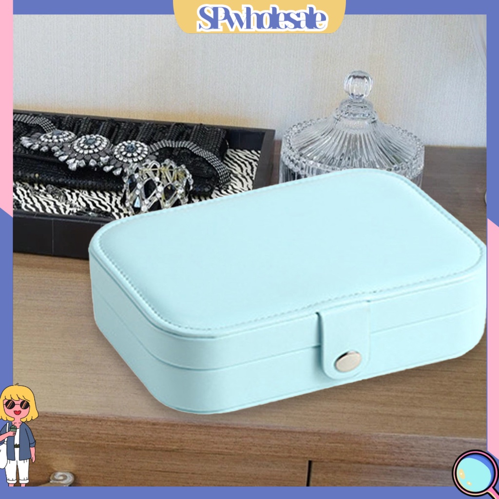 <SPwholesale> Hộp Đựng Bông Tai Hai Lớp Giả Da Chống Thấm Nước Mini Đơn Giản Cao Cấp Trưng Bày Trang Sức Cho Nữ