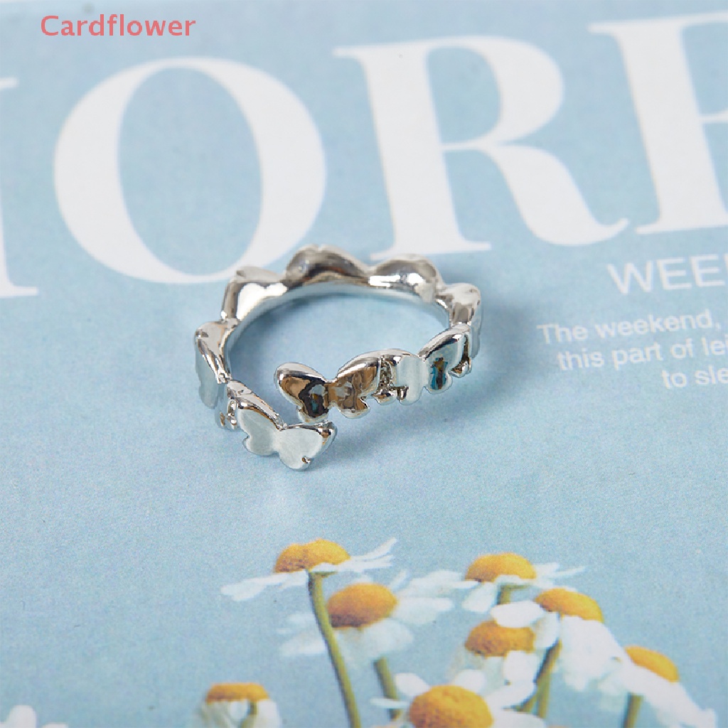 < Cardflower > Nhẫn Hình Bướm Màu Bạc Vintage Sáng Tạo Có Thể Điều Chỉnh Được Thiết Kế Thời Trang Làm Quà Tặng Trang Sức Mới