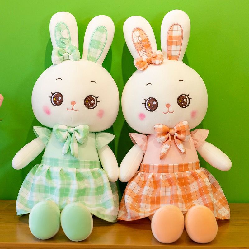 Thỏ Nhồi Bông Thiết Kế Mặc Đầm Dễ Thương Xinh Xắn