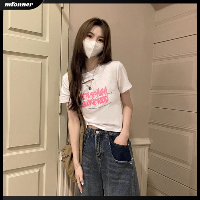 Áo Thun Croptop Tay Ngắn Cổ Tròn Dáng Ôm Thời Trang Mùa Hè Xinh Xắn Cho Nữ