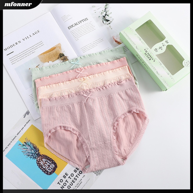 Set 4 Quần Lót Cotton Không Đường May Màu Sắc Thời Trang Cho Nữ