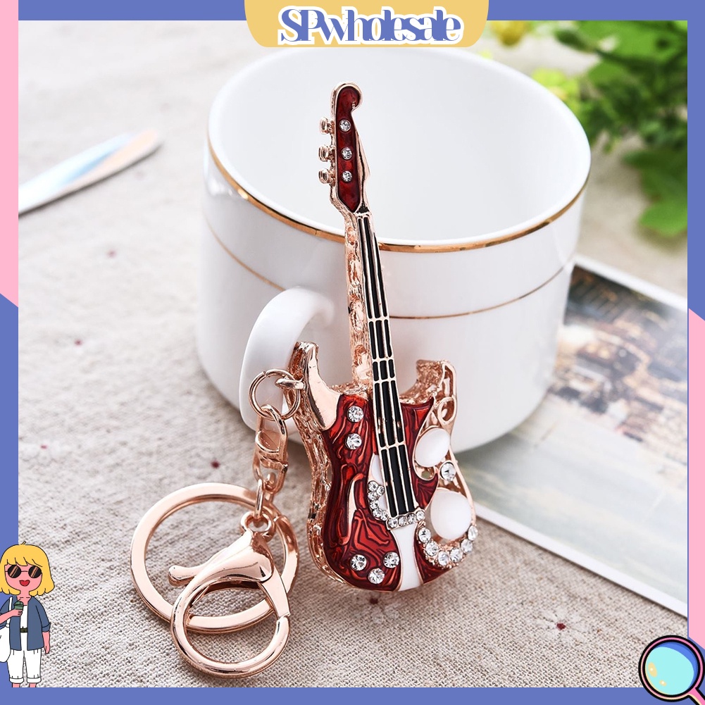 <SPwholesale> Móc Khóa Hình Đàn Ghi Ta Đính Đá Thời Trang
