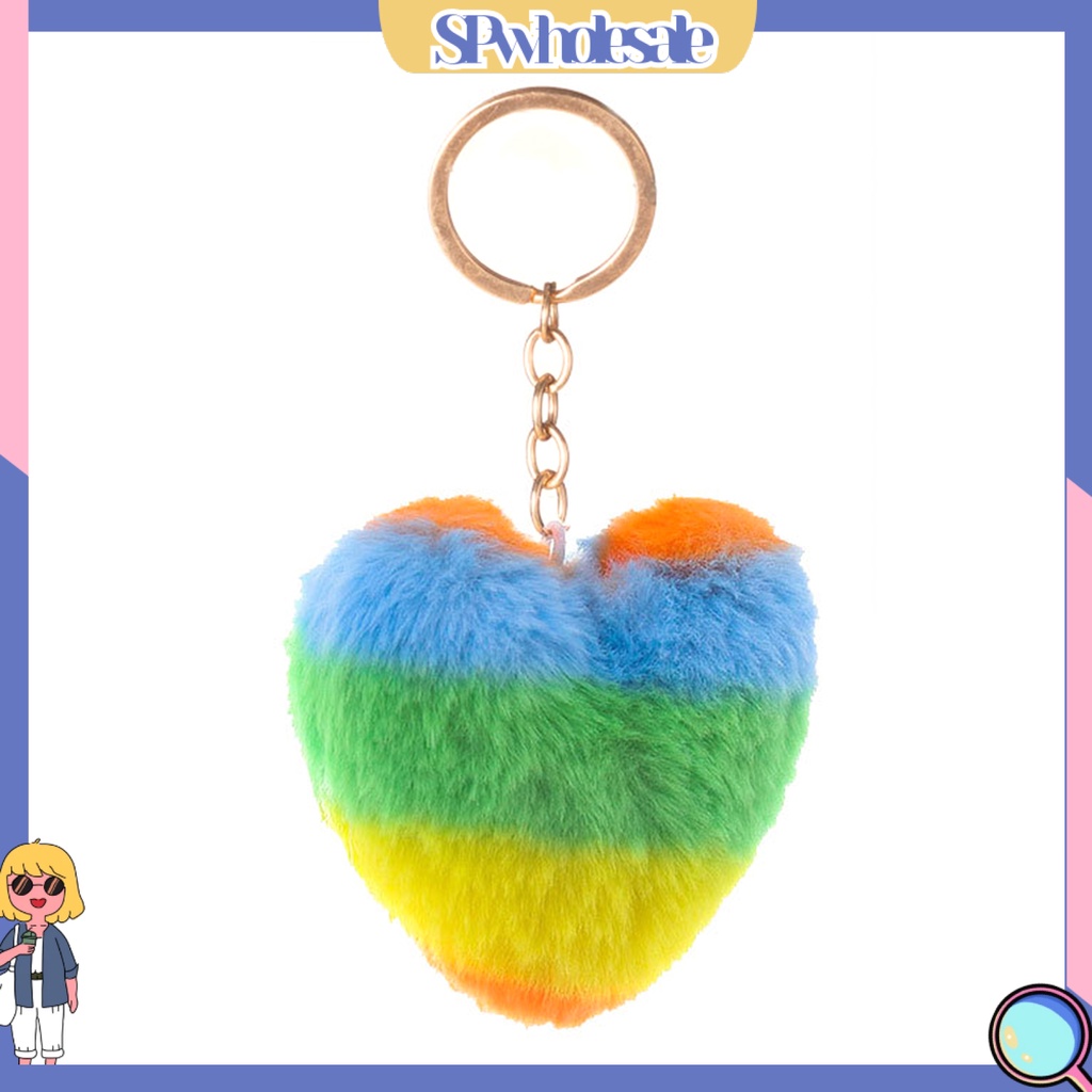 <SPwholesale> Móc Khóa Trái Tim Nhồi Bông Nhiều Màu Sắc