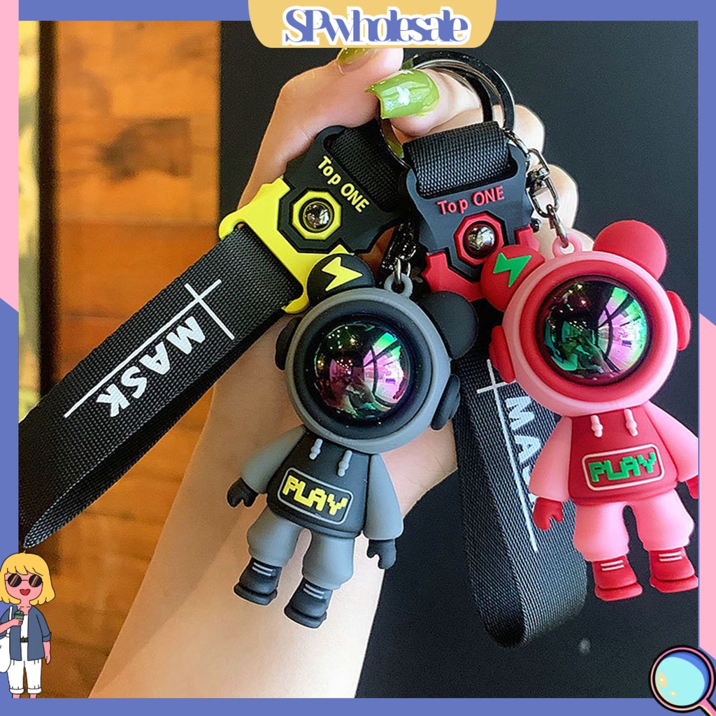 <SPwholesale> Móc Khóa Hình Gấu Bằng Nhựa PVC Chống Rơi Phối Tua Rua Dễ Thương