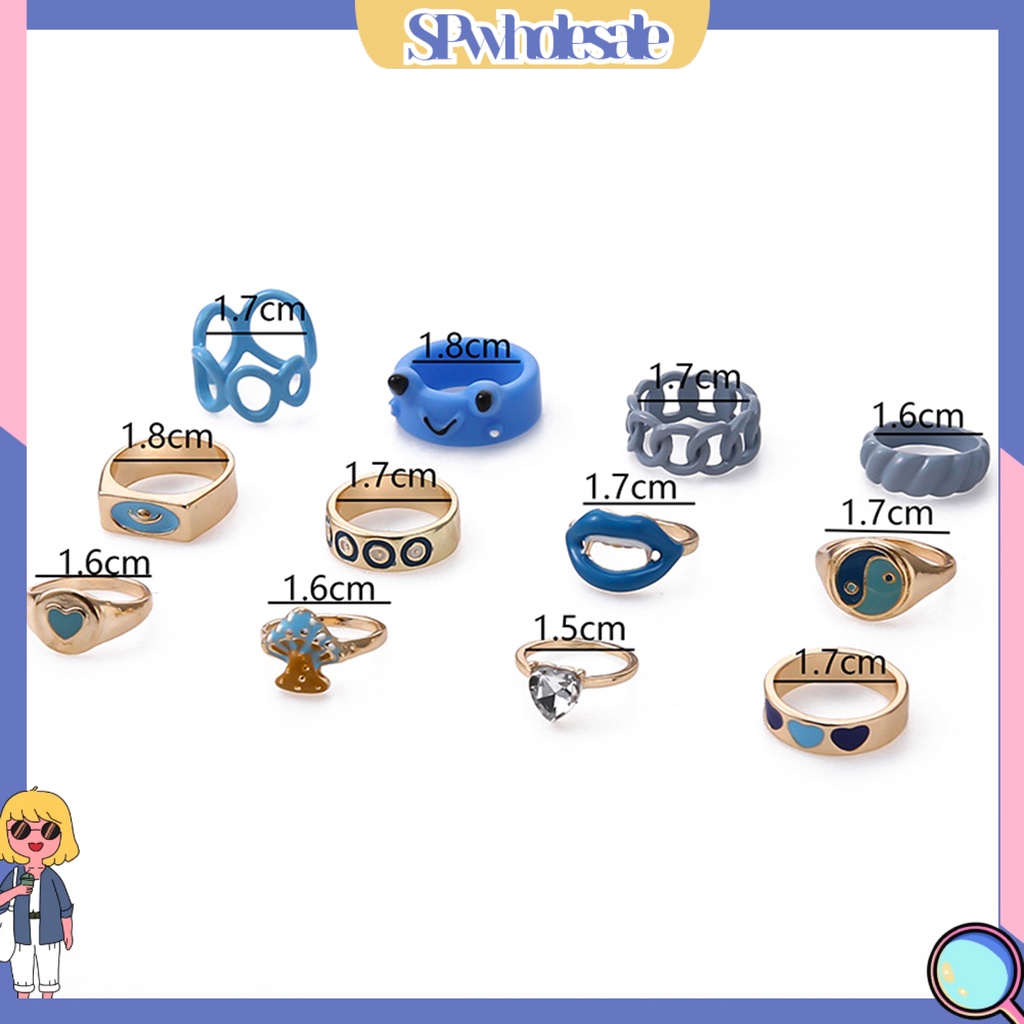 <SPwholesale> Bộ 12 Nhẫn Mở Bằng Hợp Kim Nhẹ Đa Năng Trang Trí Tiệc Tùng