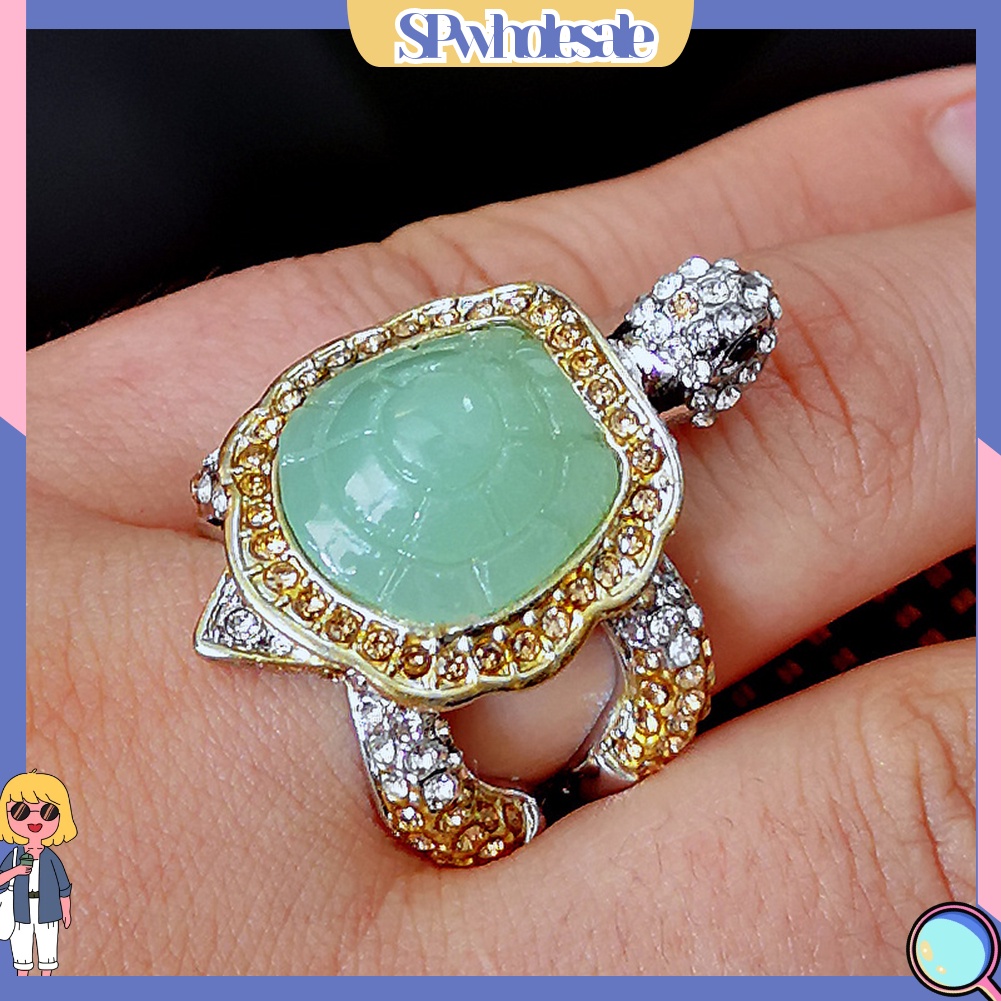 <SPwholesale> Nhẫn Đính Hôn Hình Rùa Đính Đá Thời Trang Dành Cho Nữ