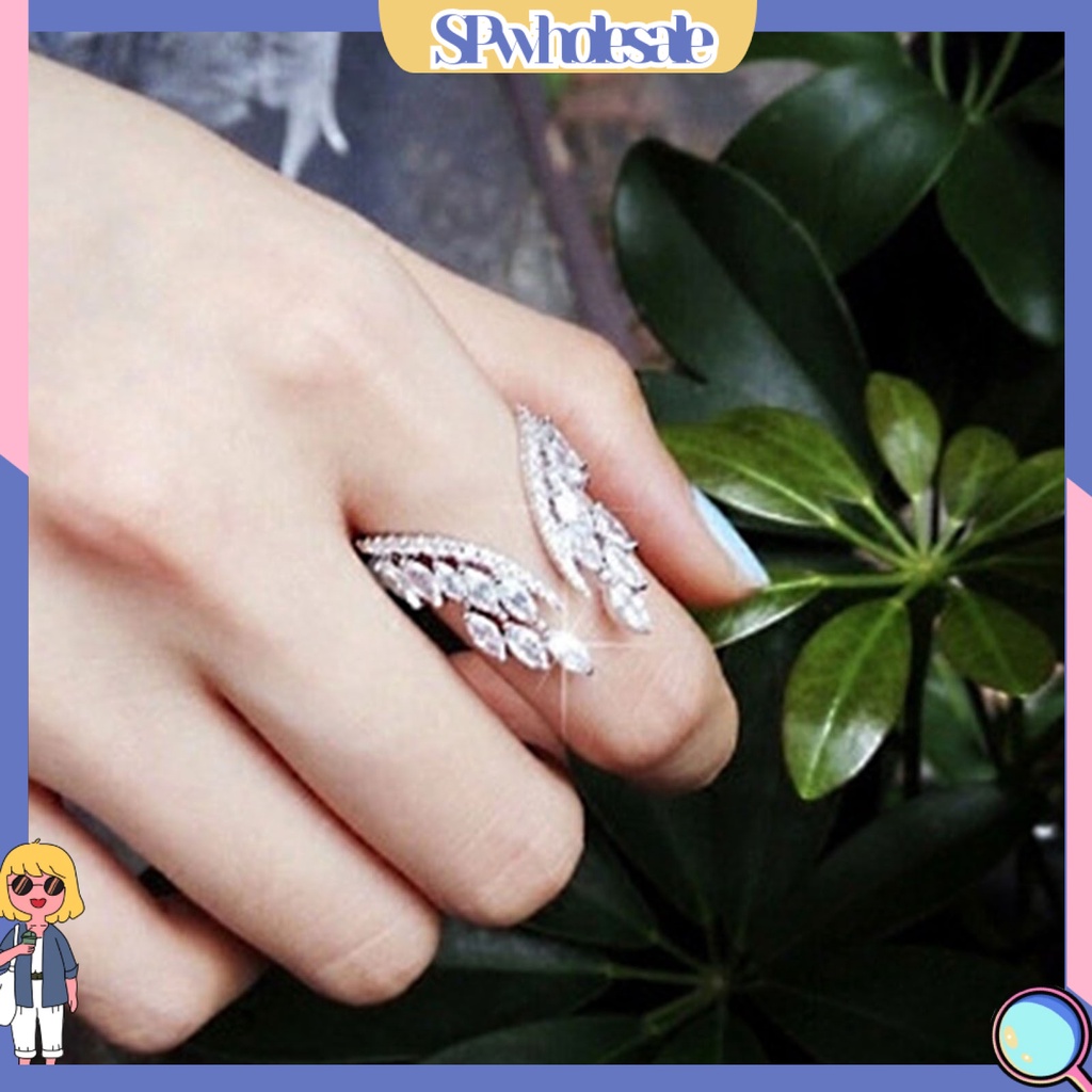 <SPwholesale> Nhẫn Dạng Hở Hình Cánh Lấp Lánh Sáng Bóng Dành Cho Nữ Đính Hôn