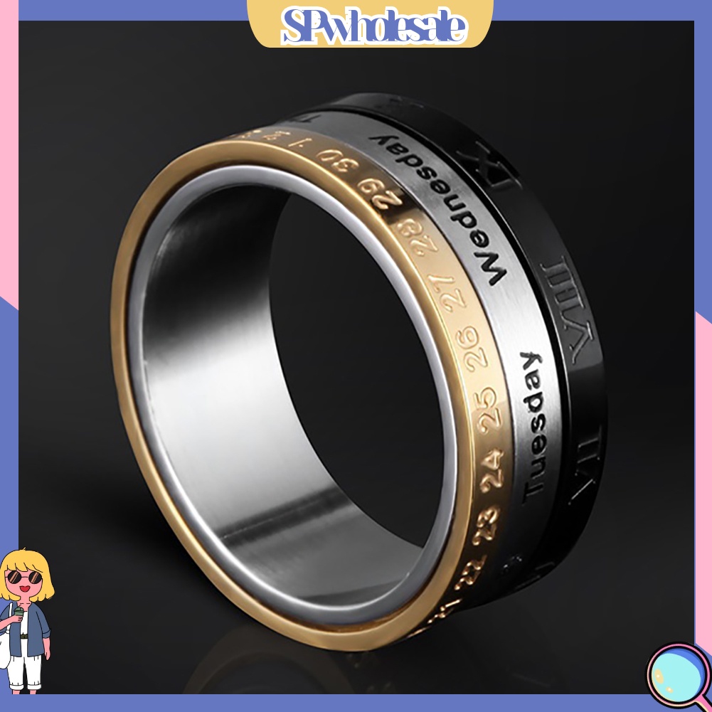 <SPwholesale> Nhẫn Titan Ba Ngày Tháng Xoay Sáng Tạo