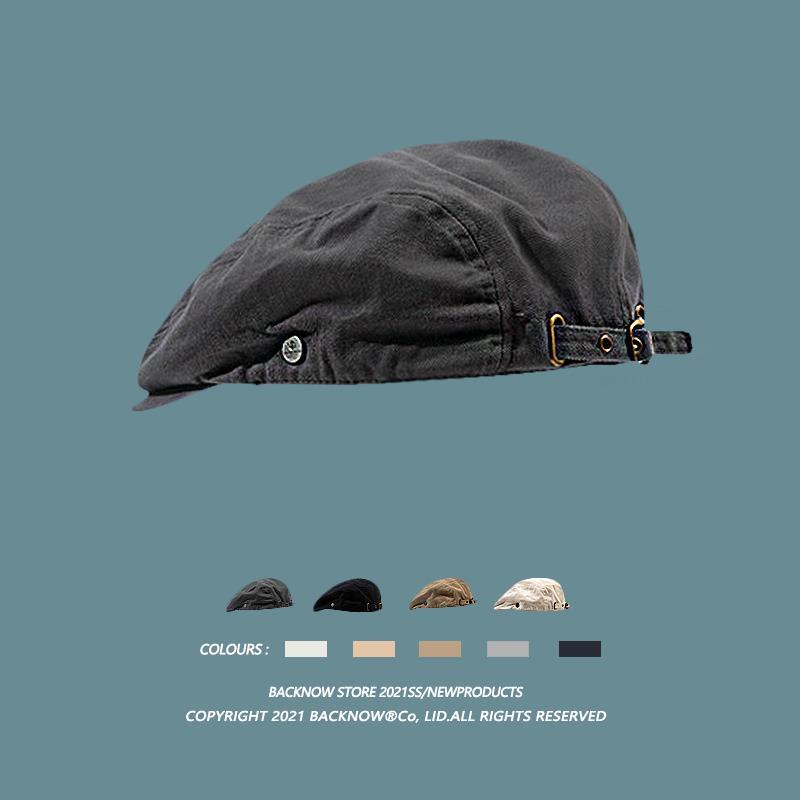 [F &amp; X] Mũ Beret Mỏng Màu Trơn Phong Cách Retro Đường Phố Nhật Bản Độc Đáo Cho Nam Và Nữ