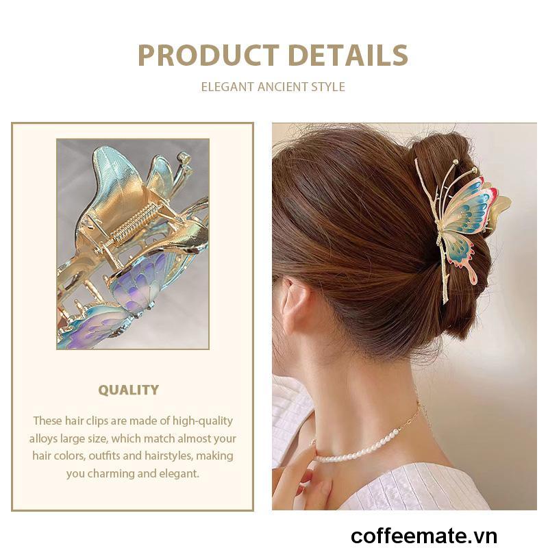 【coffeemate】⚡Kẹp tóc Haimeikang kim loại hình bướm phong cách retro cho nữ