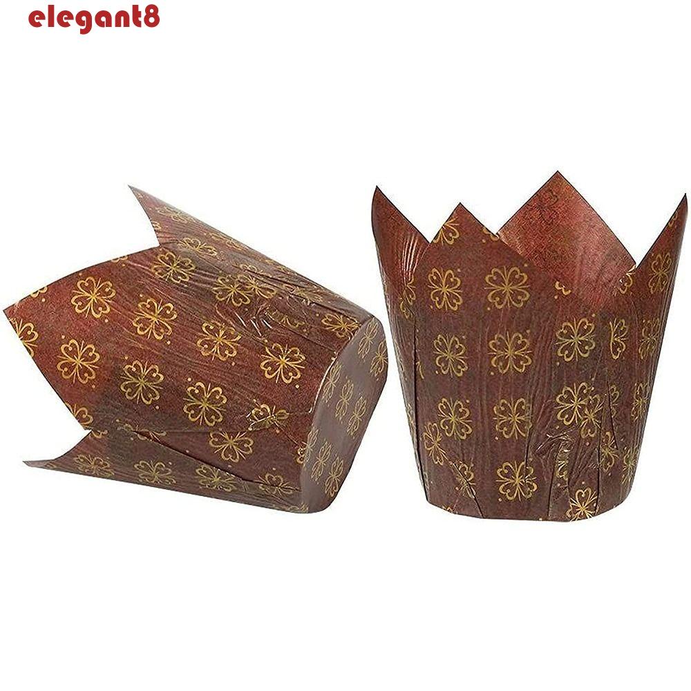 Khuôn Làm Bánh Cupcake Dùng Một Lần Chống Mỡ Hình Hoa Tulip Thanh Lịch DIY