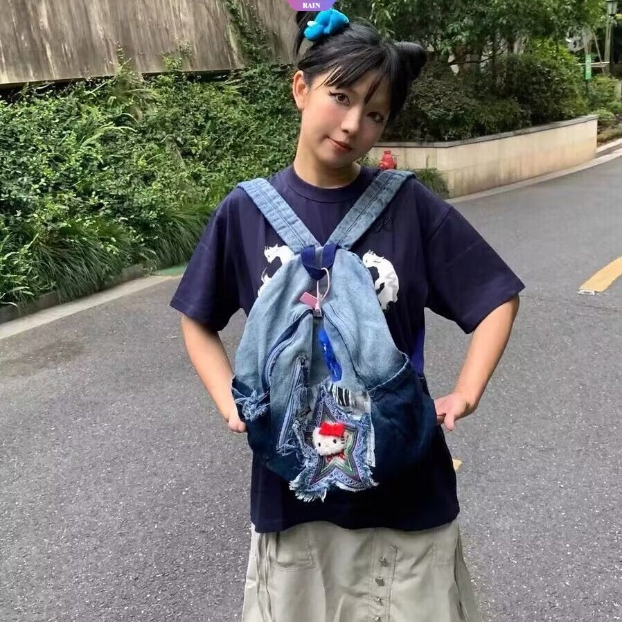 Balo Đựng Laptop Cỡ Lớn In Họa Tiết Sanrio Hello Kitty Phong Cách Hip Hop Thời Trang Cho Nam Và Nữ Y2k