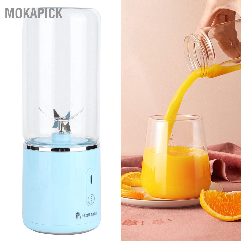 Cốc Xay Sinh Tố Cầm Tay 300ml Màu Xanh Dương Kích Thước Nhỏ Gọn Kèm Sạc USB Tiện Dụng Mang Theo Du Lịch