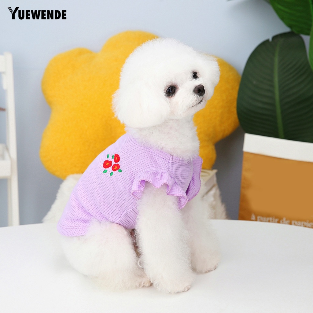 Áo Thun Mềm Mại Thoáng Khí Thêu Họa Tiết Hoa Xinh Xắn Cho Thú Cưng