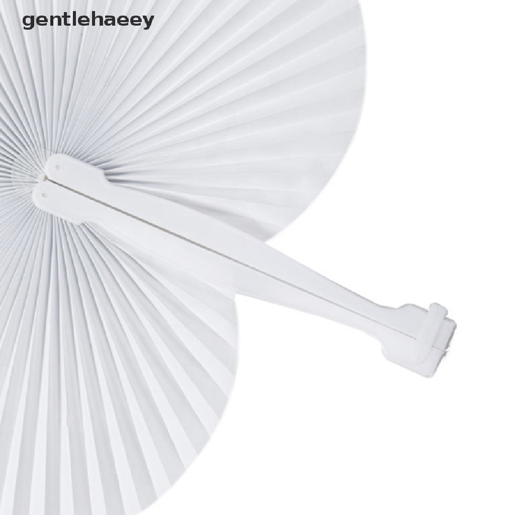 Set 3 Quạt Giấy Gấp Cầm Tay Màu Trắng Hình Trái Tim Bằng Nhựa