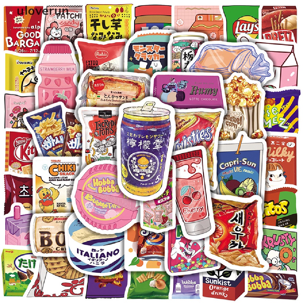 Bộ 50 Miếng Dán Trang Trí Xe Hơi Chống Thấm Nước Họa Tiết Hoạt Hình Graffiti