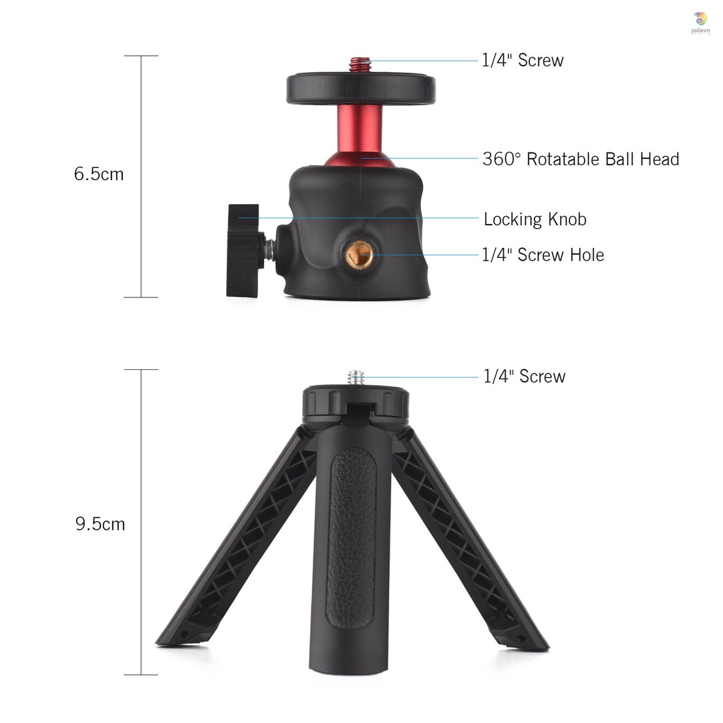 Bộ Giá Đỡ Ba Chân Đa Năng Andoer Kèm Giá Đỡ Điện Thoại Kép 4 Ngàm Lạnh + Tripod Để Bàn Cho Vlog Live Streaming Oline Vi
